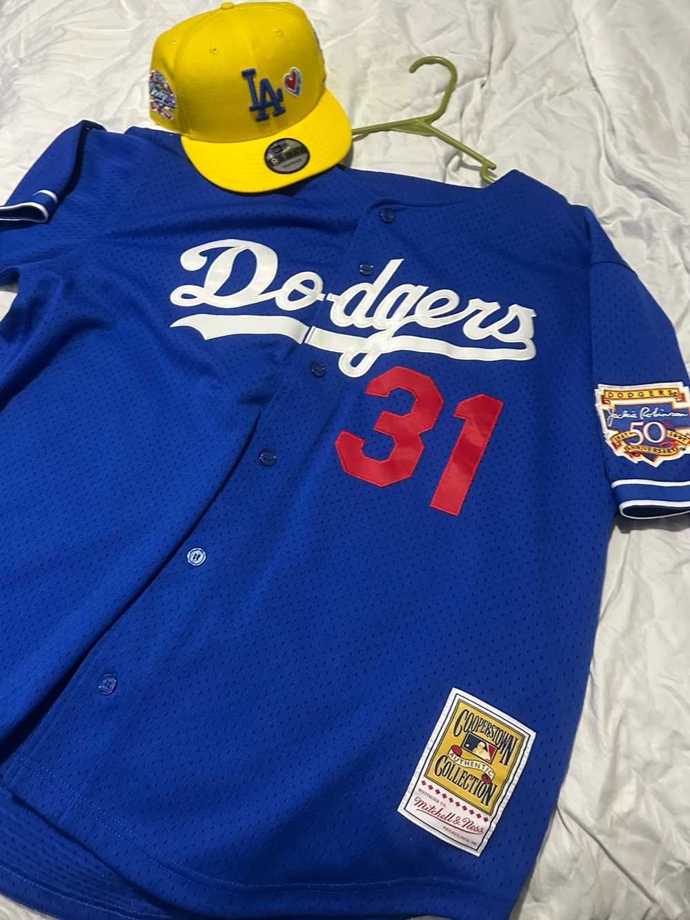 Mitchell & Ness Los Angeles Dodgers Royal Blue Jersey with Red Number 31